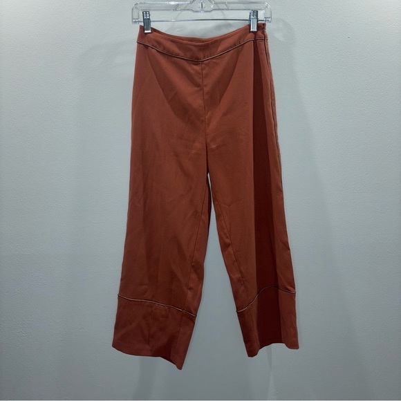 Oak + Fort Rust Wide-Leg Cropped Burnt Orange Rust Colored Pants | Size 0 - Picture 1 of 11